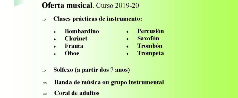 Aberto o prazo de matrícula na Escola de Música de Solfa curso 2019/2020